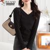 Woodpecker Women's Ribbed V-Neck Long Sleeve Slim-Fit Base Layer Top