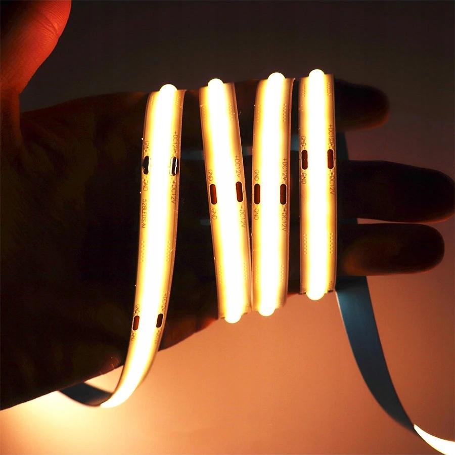 Mocna Taśma Led Cob 5M 12V Neon Ciepła Linia 5050 Samoprzylepna