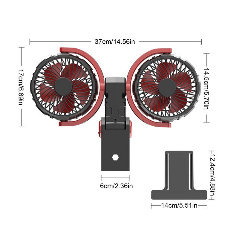 5V/12V/24V Car Fan Multi-Angle Rotatable Dual Head 3-Speed Dashboard Summer Cooling Fan Accessories