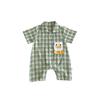 Summer Boys Plaid Short Sleeve Romper - Stylish Korean Style Crawling Suit for Infants