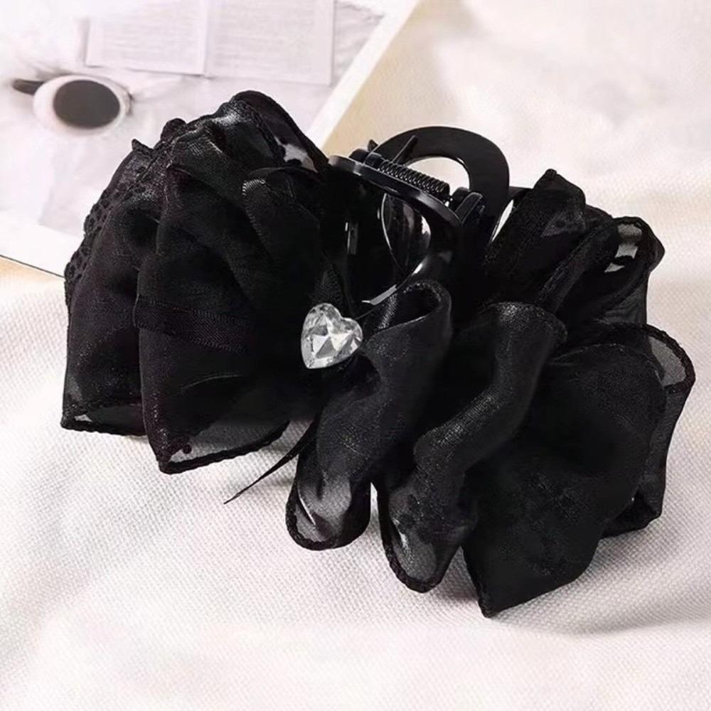 Rhinestone Heart Bubble Grip Clip Embellishment Fluffy Hair Claw Fashion Women's Hair Clip