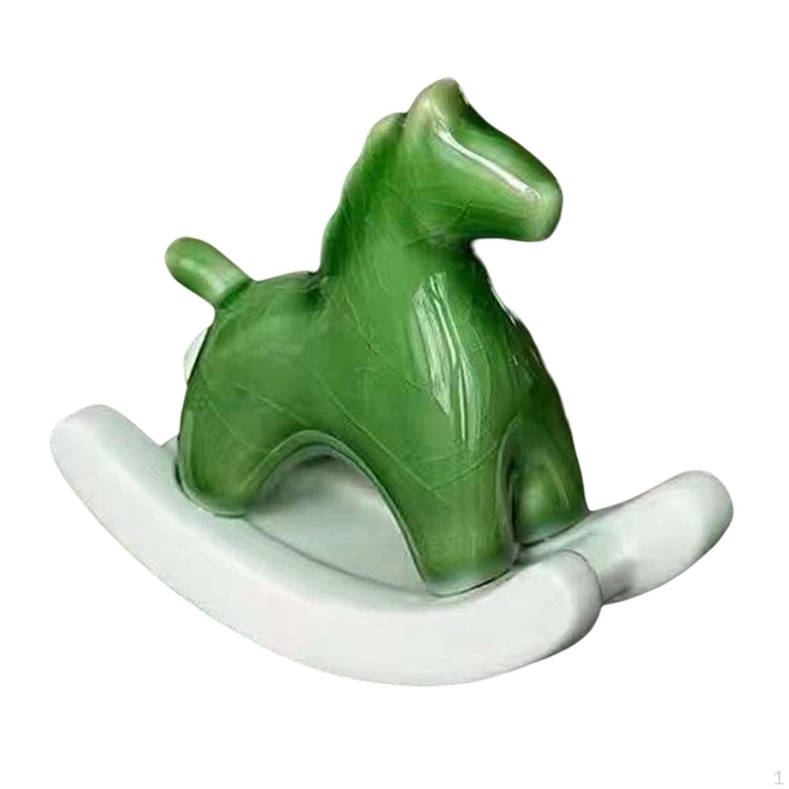 

Animal Figurine Incense Burner Ceramic Porcelain Ornament Decorative Holder for Tabletop Green Horse