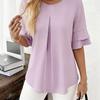 Women's Blouse Three Quarter Batwing Sleeve Crew Neck Loose Fit Casual Tunic Top