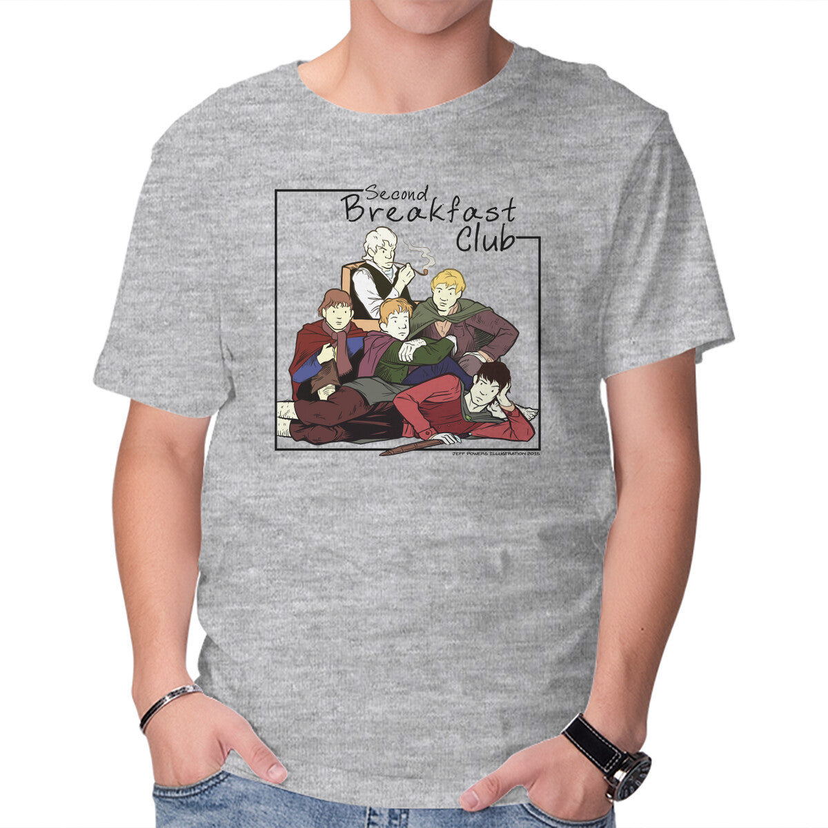 Unisex Crew Neck T-Shirt Second Breakfast Club Graphic Short Sleeve Casual Tee M