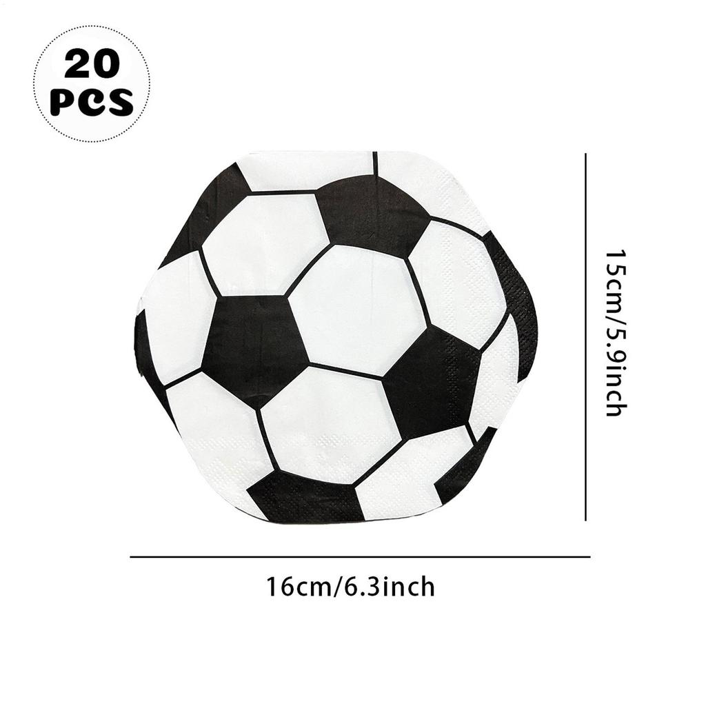 20PCS Football Party Napkins, Soccer Sports Theme Dinner Table Decor, Disposable Napkins For Kids Birthday Celebration Banquet