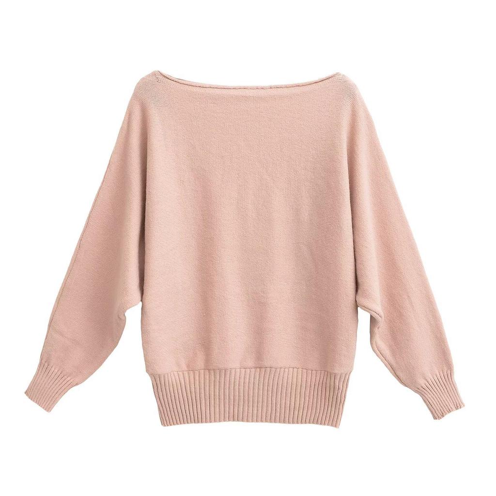 Spring Arrival: European & American Style One-Shoulder Batwing Sleeve Sweater