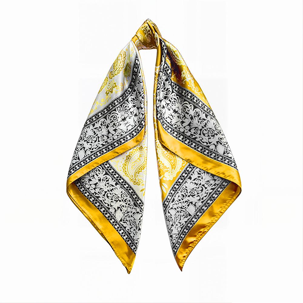 Cashew Silk Paisley Print Women s Headscarf - European & American Style Imitation Silk Color Block Large Scarf
