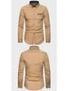 Men's Autumn Fashion Double Collar Solid Color Slim Fit Long Sleeve Shirt