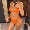 8 Colors Sexy Halter Strappy Ribbed Bikini Women Swimwear Female Swimsuit Two-pieces Bikini set Bather Bathing Suit Swim