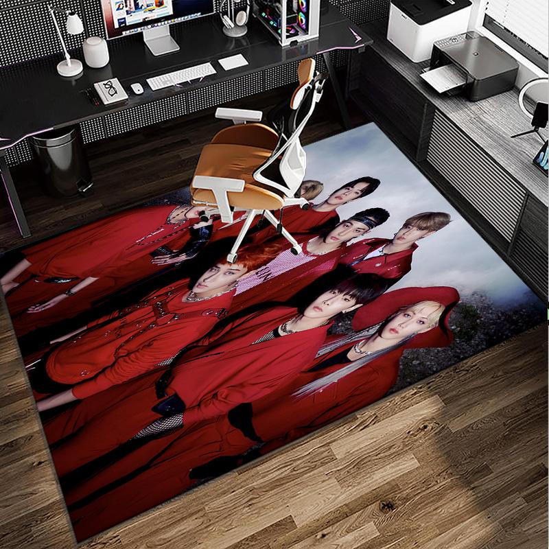 K-pop Group Stray Office Rug Chair Mat, Game Carpet, Suitable for Front Door, Bedroom, Living Room, Desk, Holiday Gift