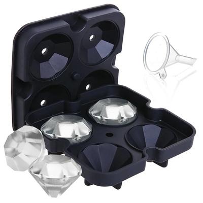 4 Grid Silicone Ice Mold Diamond Ice Cube Tray Whiskey Ice Cube Maker Shape Chocolate Ice Ball Mould Forms Kitchen Accessories