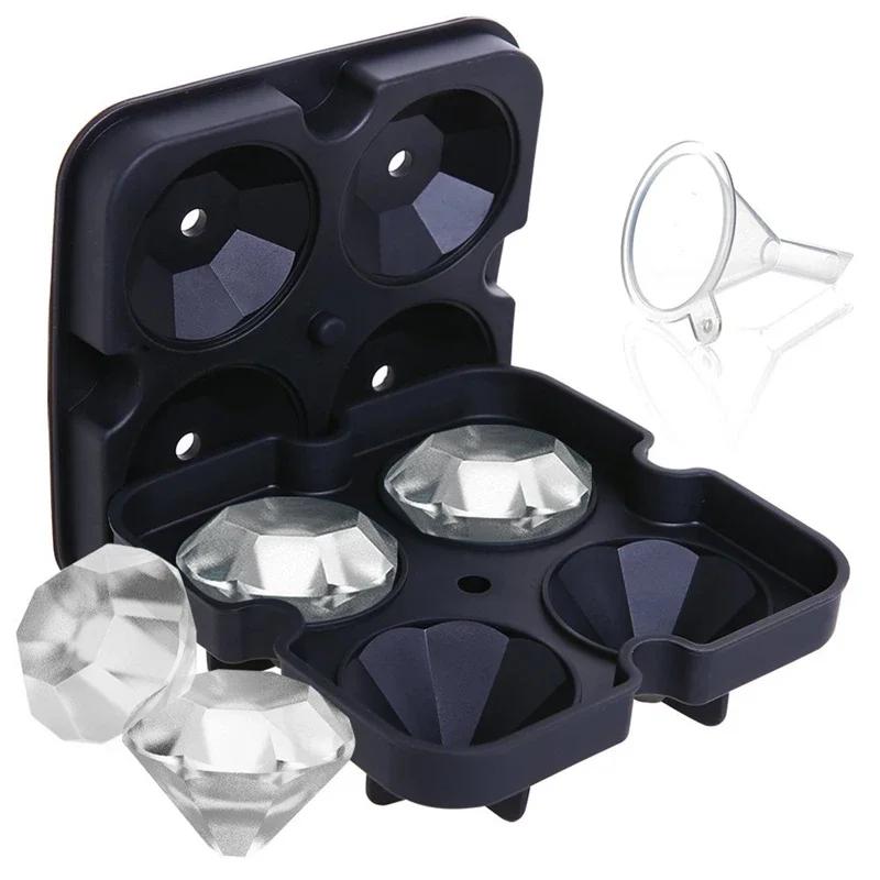 

4 Grid Silicone Ice Mold Diamond Ice Cube Tray Whiskey Ice Cube Maker Shape Chocolate Ice Ball Mould Forms Kitchen Accessories синій