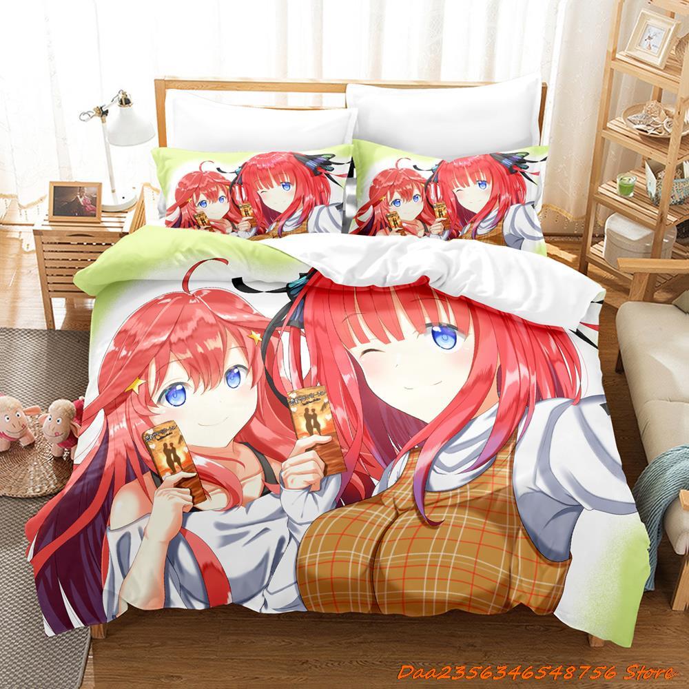 Personelity The Quintessential Quintuplets Bettwäsche-Set, Einzelbett, Doppelbett, Queensize-Bett, Kingsize-Bett, Bettset für Erwachsene und Kinder, Schlafzimmer, Duvetcove