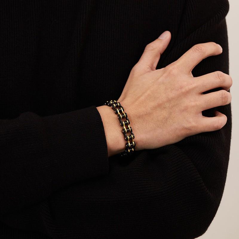 Mens Titanium Steel Cycling Bracelet With Geometric Asymmetrical Design Biker Safety Gear Accessory