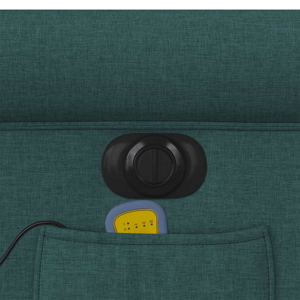 Electric Massage Recliner with Rising Assistance Dark Green Fabric