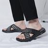 Sommer Schwarz Offene Zehen Weiche Sandalen Atmungsaktiv und Bequem Lässige Sandalen Mode Strandschuhe Hausschuhe Herrensandalen