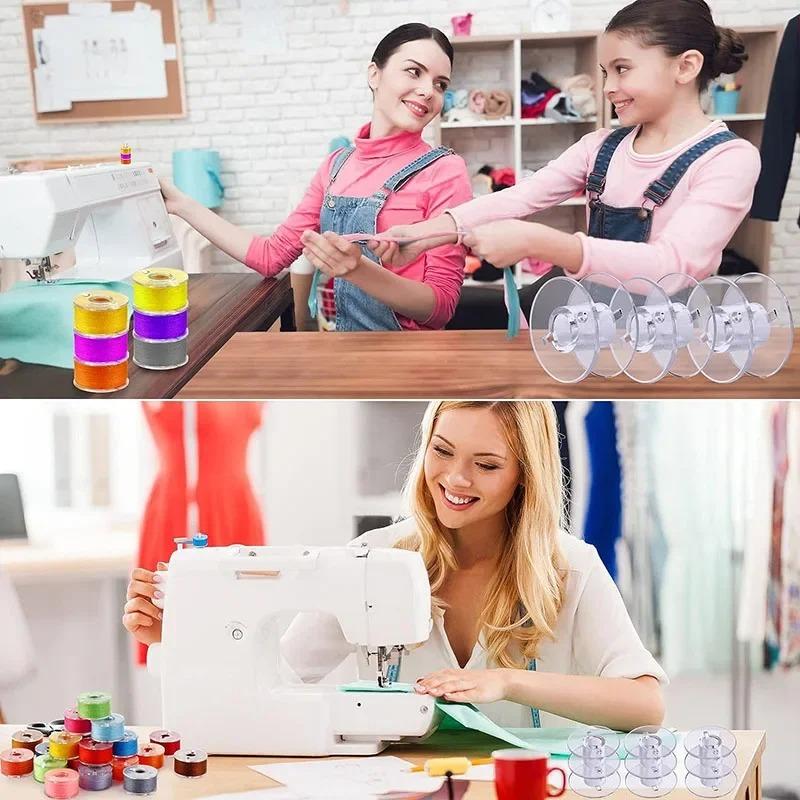 25Pcs Empty Bobbins Spools Clear Sewing Machine Bobbins Spools Plastic Storage Box For Household DIY Sewing Accessories Tools