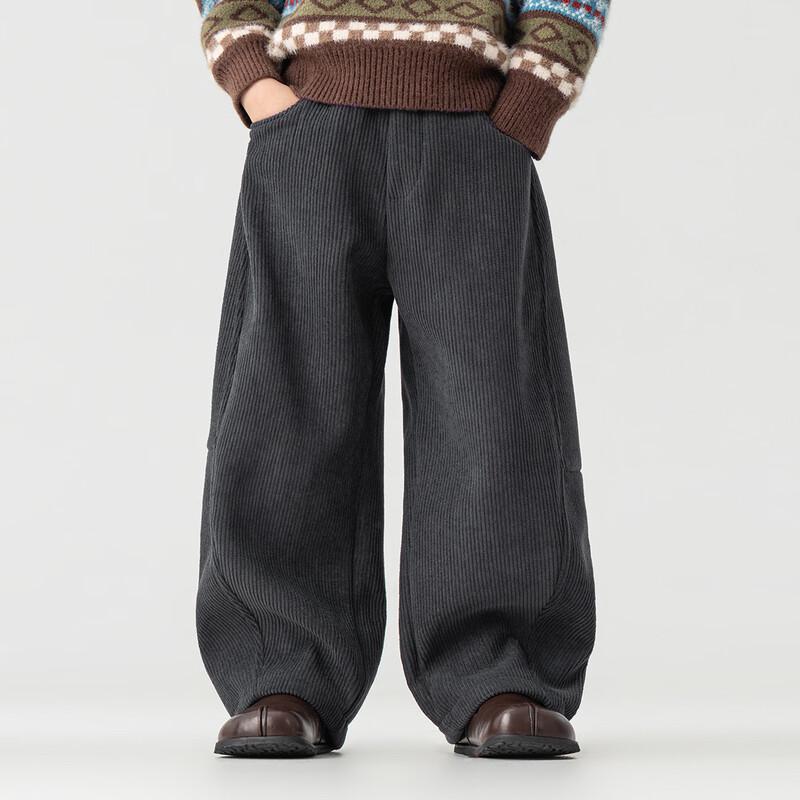Boys' Fleece-Lined Corduroy Wide-Leg Casual Pants