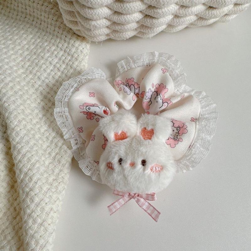 

Cartoon Sanrio scrunchie, autumn and winter plush cute bear hair tie, sweet girl hair band, student hair elastic 1#