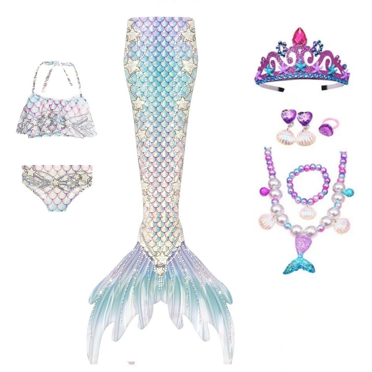 

Новинка 2024 года, купальный костюм с хвостом русалки для девочек, купальник, бикини, От 3 до 12 лет 120(5-6T)