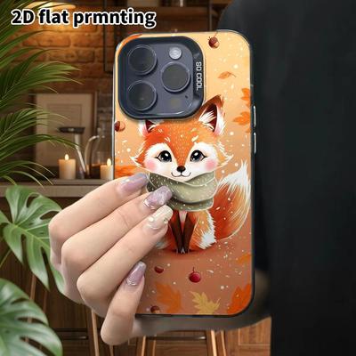 Phone Case: 2D Flat, Fits iPhone 18, 17, 16, 15, 14, 13 Pro, Color Silver Protective Case, Couple Style, Autumn Little Fox, Christmas and Halloween Gi