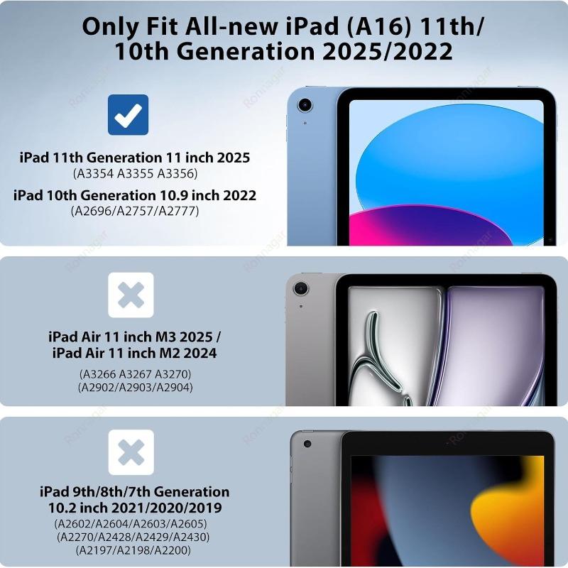 With Pencil Holder Case For iPad (A16) (A19) 11th 12th Gen Air11 13 11 Pro11 12.9 13 Air 3 4 5 10.9 7 8 9th 10.2