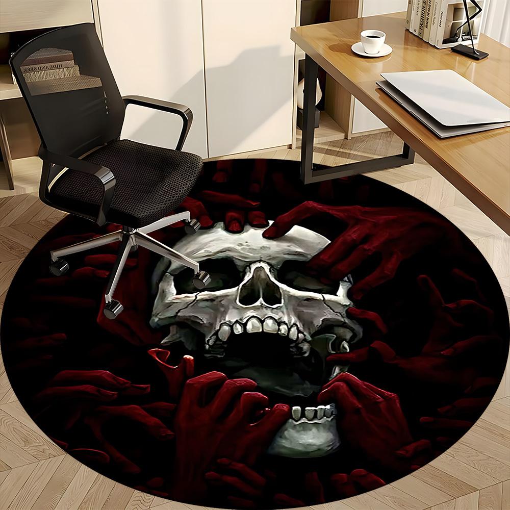 1pc Skull Hands Office Round Rug, Non-slip, Soft and Durable Office Rug for Interior Decoration, Perfect for Office, Beautiful Decoration Yy260312062