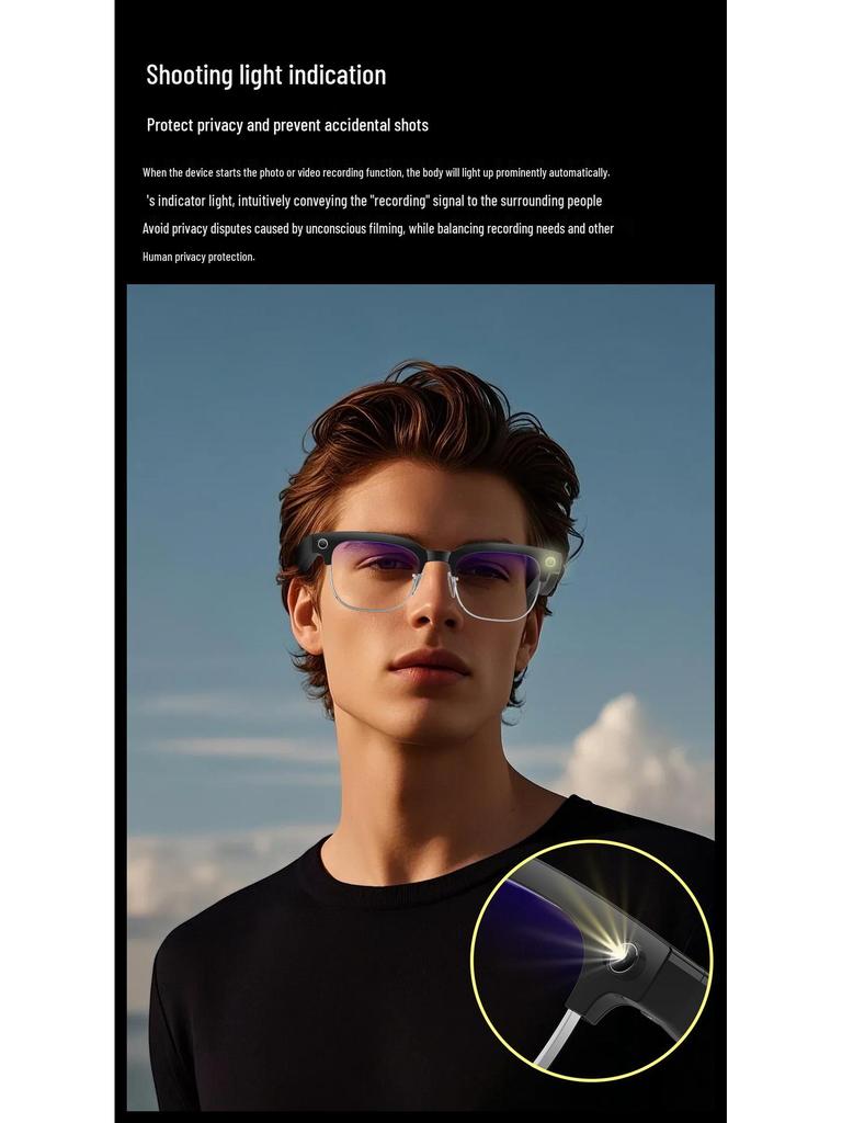 Chytré brýle W630: 8MP Duální mikrofon s potlačením hluku, AI rozpoznávání objektů, HD zvuk, Chytrá kamera.