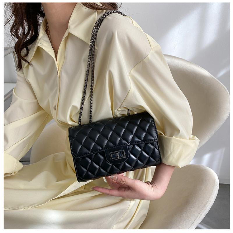Borsa a Spalla Catena in Ecopelle Trapuntata, Piccola Borsa a Tracolla Minimalista, Borsa a Mano alla Moda KTB
