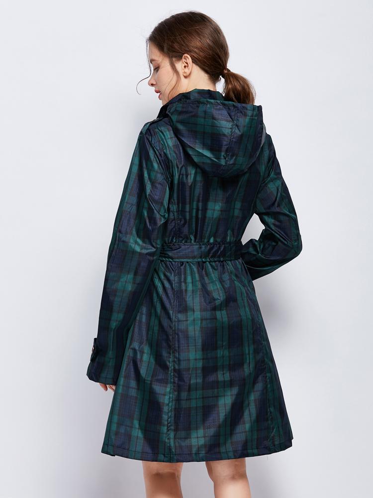 Trench Gingham Retrò Adulto Singolo Donna Leggero Traspirante Vita Sagomata Cappotto Moda Coreano e Giapponese Asciugatura Rapida Studente