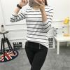 Women's Crew Neck Long Sleeve Striped Tee Loose Fit Casual Commute Polyester Autumn Basic Top
