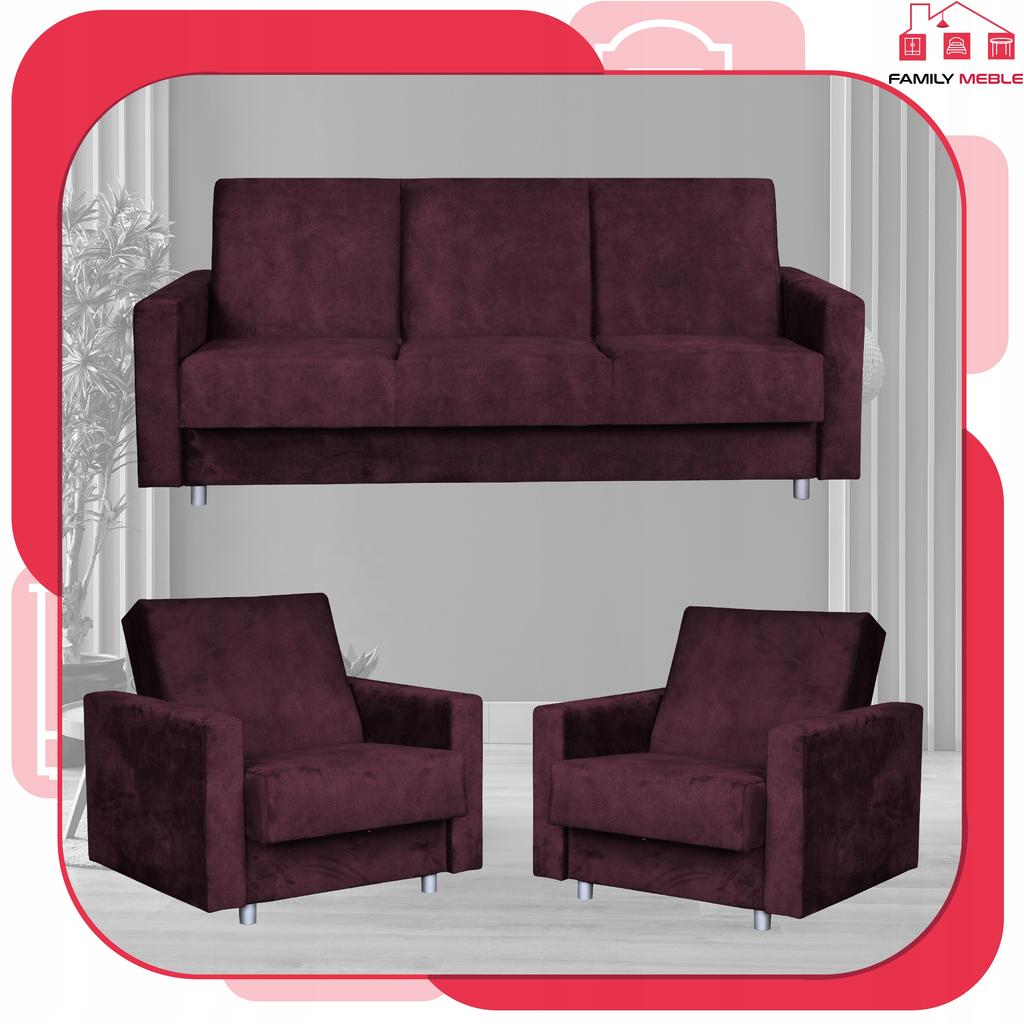 Entspannungsmöbelset Alicja Ausklappsofa Sofa Sessel Family Möbel lila