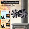 12 Blades Heat Powered Stove Fan Wood Burning Stove Fan for Log Burning Silent Energy Saving Fireplace Fan with Overheat Protect