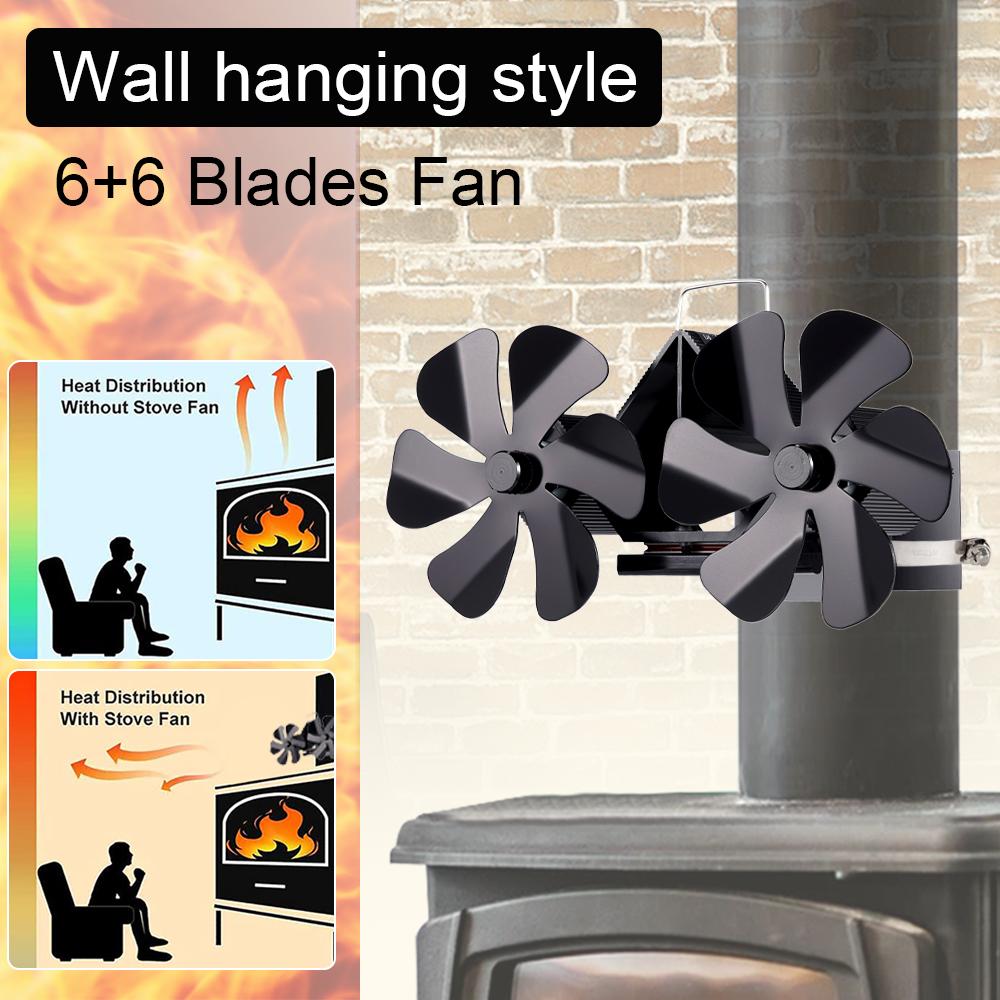 12 Blades Heat Powered Stove Fan Wood Burning Stove Fan for Log Burning Silent Energy Saving Fireplace Fan with Overheat Protect