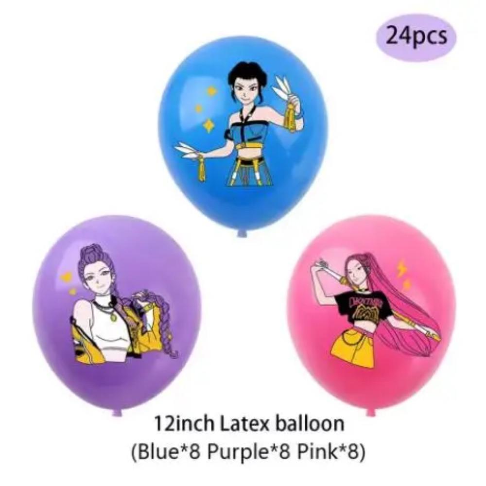 

New KPop Demon Hunters Theme Birthday Party Rumi Mira Zoey Birthday Balloons Cake Topper Backdrop Deco Party Toy Gift
