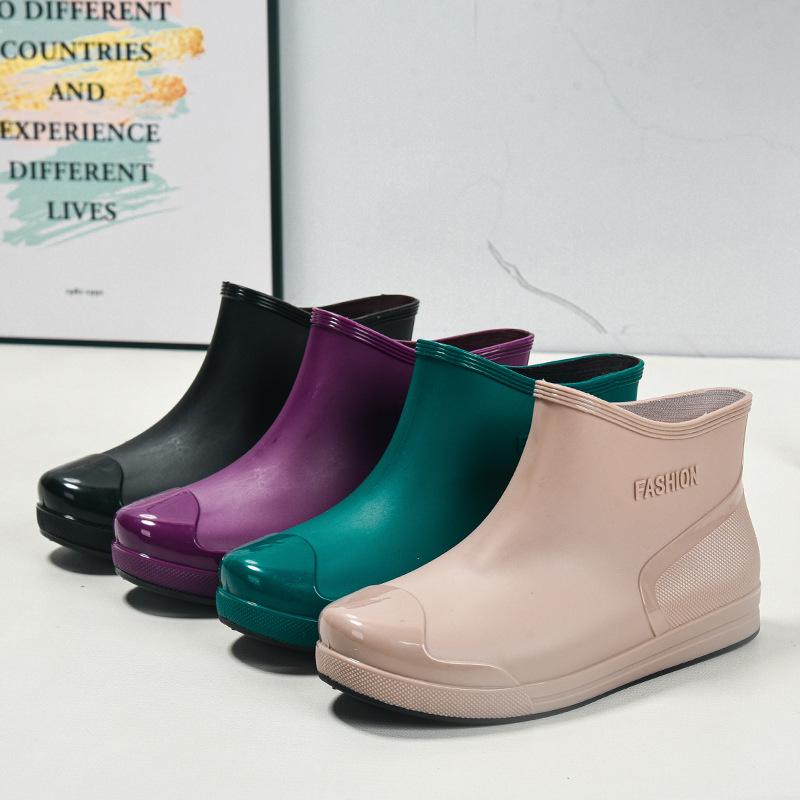 Women's Fashion Waterproof Non-Slip Fleece-Lined Short Rain Boots
