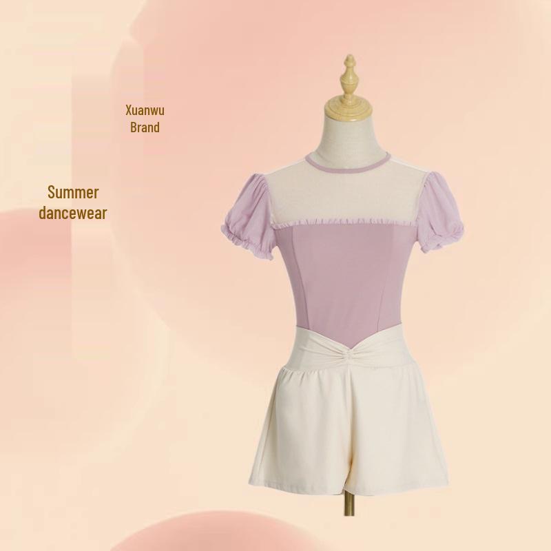 Adult Puff Sleeve Ballet & Gymnastics Body Shaping Suit - Short Sleeve Dancewear for Practice & Exams