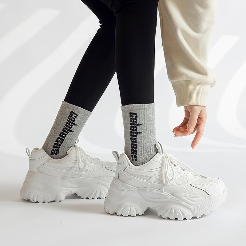 Platform dad shoes new autumn and winter velvet casual running shoes retro little white sneakers