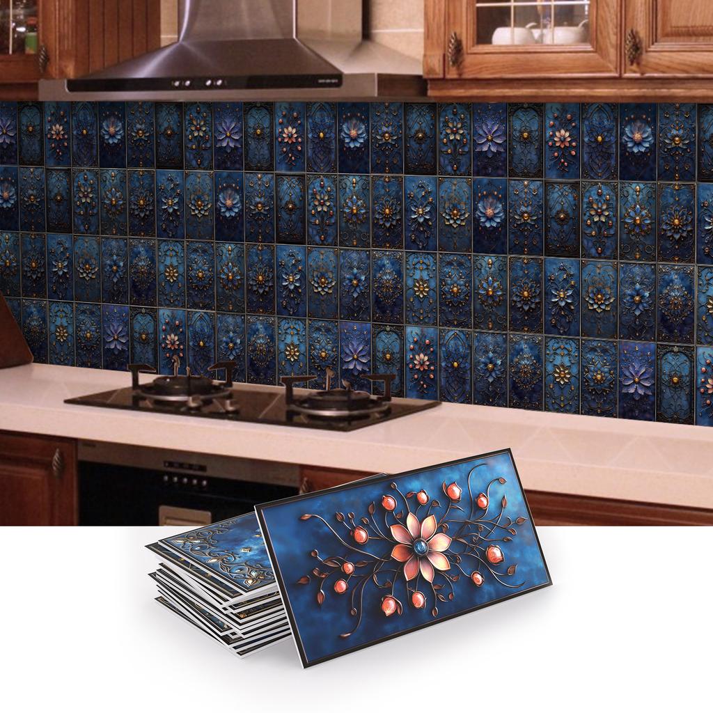 Embossed Pe Foam Thickened Wall Sticker, Self-Adhesive Waterproof And Oil-Proof Tile Sticker, Kitchen Bathroom Home Decoration