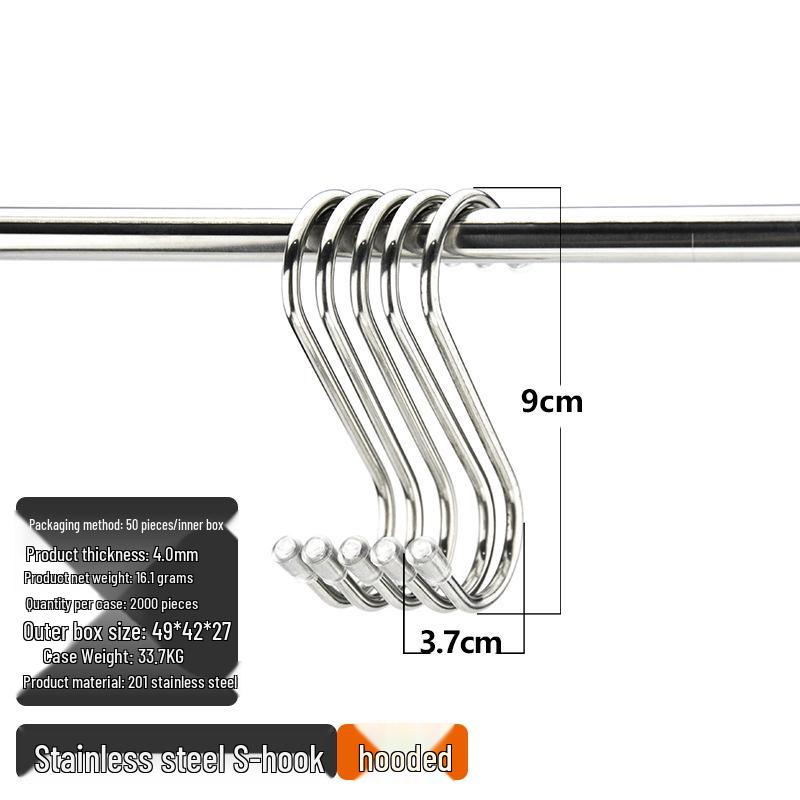 Solid Stainless Steel S-Shaped Kitchen Hooks – Multi-Functional & Thickened Design