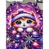 Ladies Loose T-shirt, Christmas Atmosphere Plus Cute Kitten, Printed T-shirt