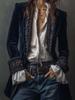 Retro Causal Long Sleeve Women's Outercoat Winter Elegant Patchwork Lace Velvet Slim Coat Vintage Pattern Boho Cardigan Jacket