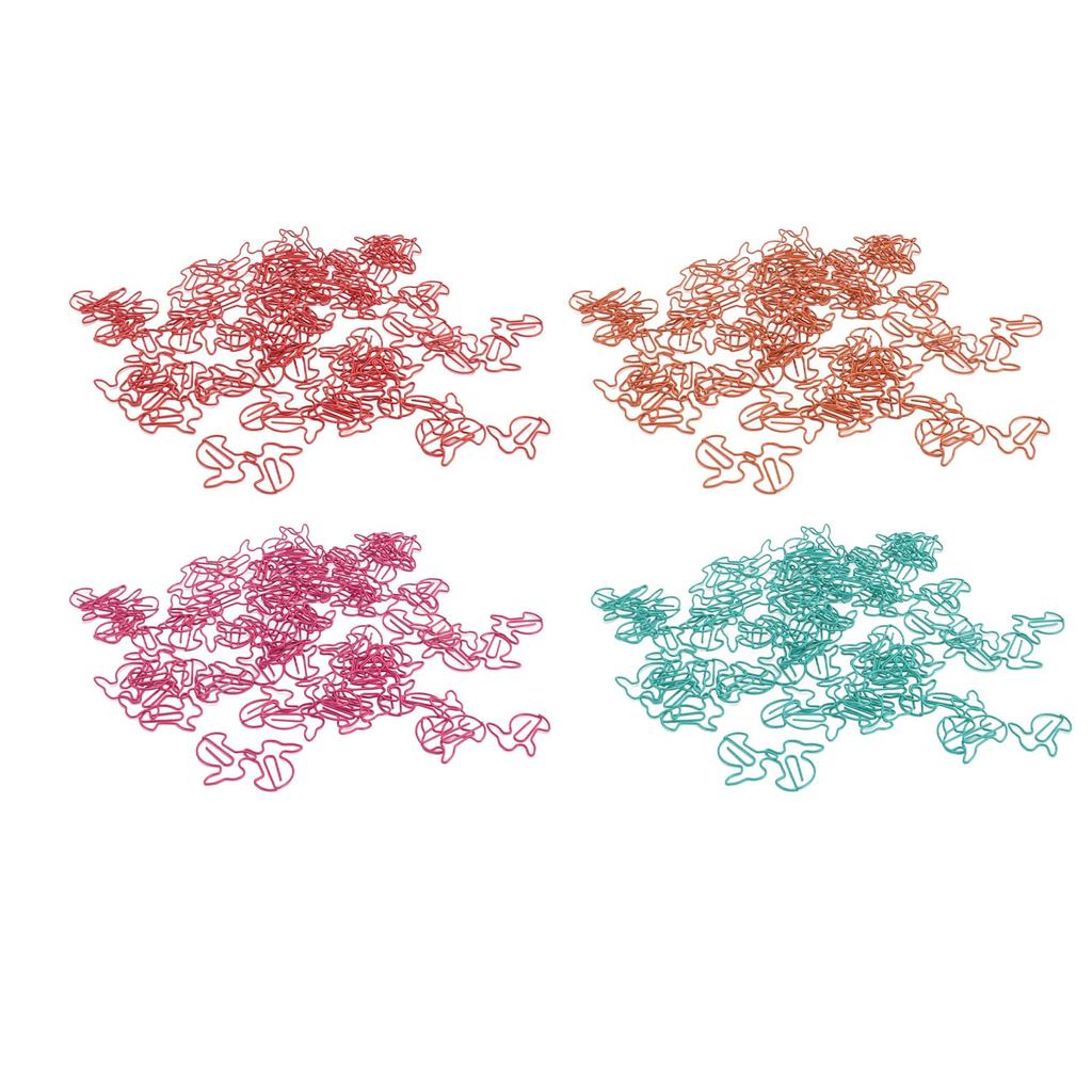 100pcs Paper Clips Prevent Slip Cute Rabbit Shaped Decorative Bookmark Metal Paperclips for School O