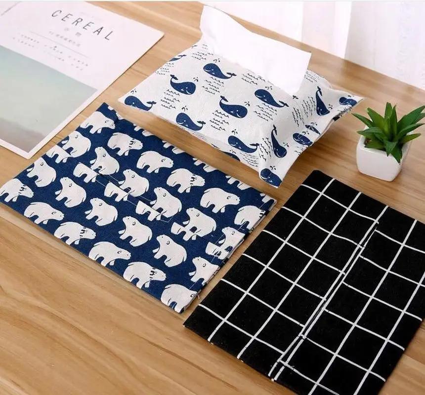 Cute Cartoon Tissue Box Napkin Paper Container Napkin Case Cotton And Linen Home Decoration Paper Towel Home Car