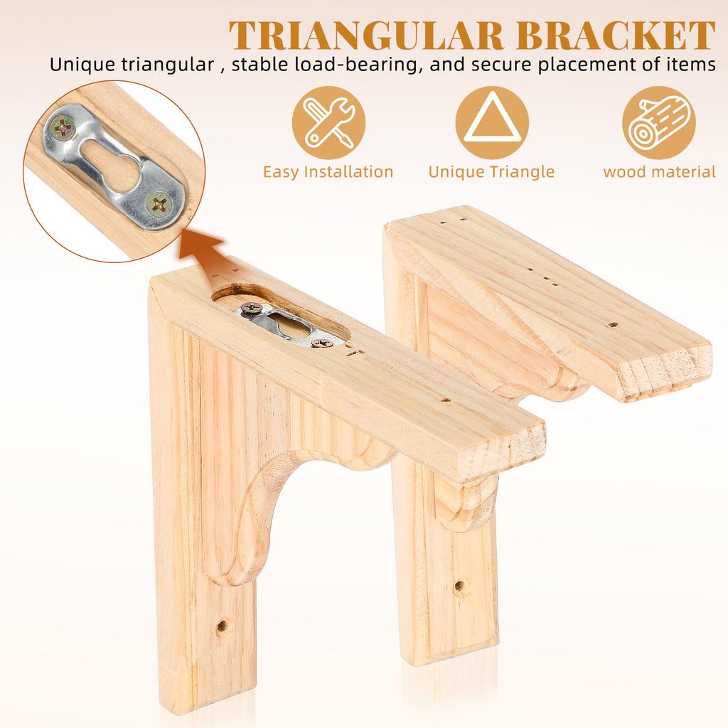Triangular Bracket Log Shelf Single-Board Shelf Wooden Bracket Wall Shelf Support Frame For Kitchen Cabinet Book Shelves