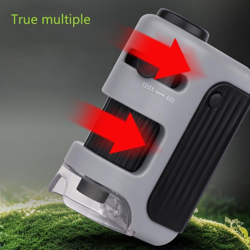 Miniature Microscope with LED Light 60X to 120X Handheld Small Scope for Kids Suitable for Home & School Exploration