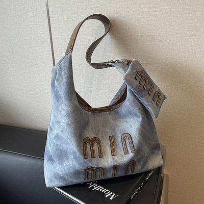 Retro Underarm Bag Women's 2025 New Fashion Casual Handbag Nature Letter Shoulder Tote Bag