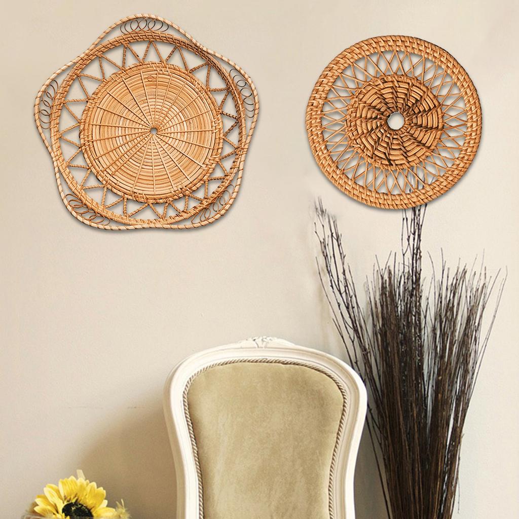 Artisanal Rattan Wall Ornament,Hand Woven Rattan Basket for Contemporary Wall Decoration