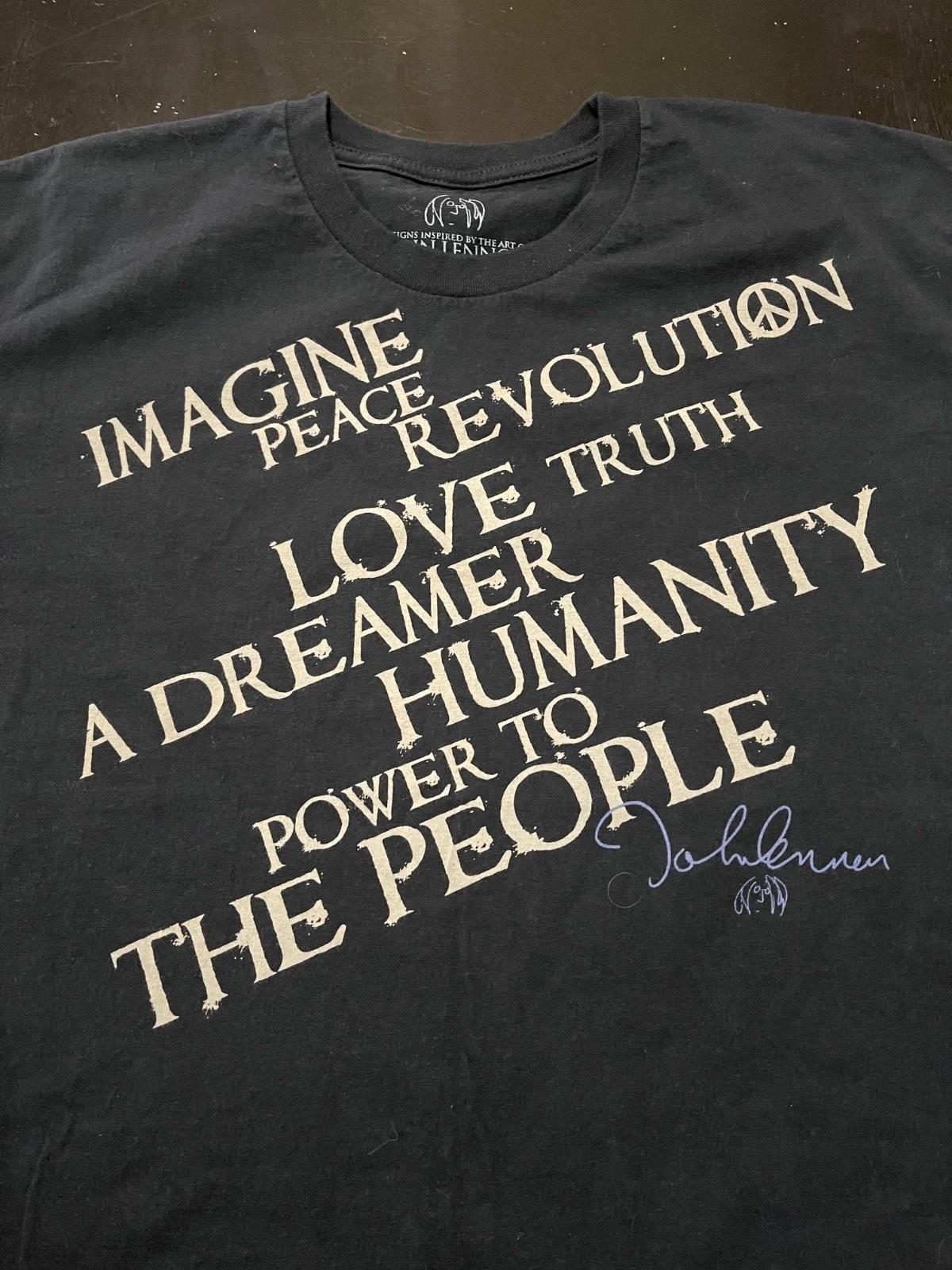 Art of John Lennon English Laundry 100% Cotton T-shirt Mens Tees Top, Black, Size: XL 4XL