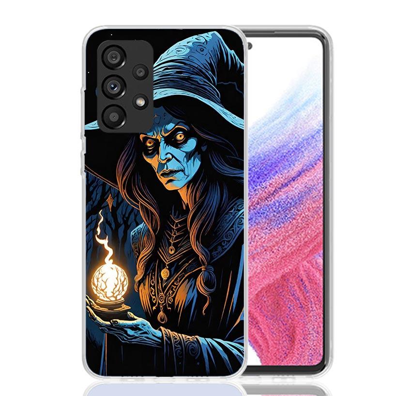 Halloween Moon Witch Horror Phone Case For Samsung Galaxy A17 A16 A14 A15 A13 A57 A56 A54 A55 A53 A37 A36 A34 A35 A33 A26 A24 A2